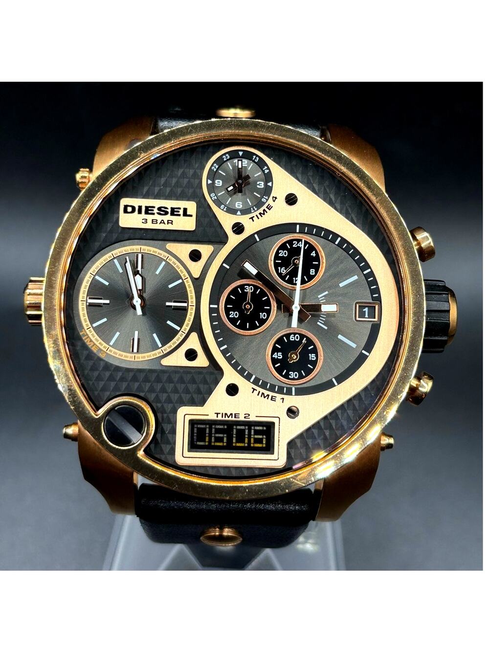 Diesel Mr. Daddy DZ7261 Men's Oversized Chrono Leather Analog Digital Watch